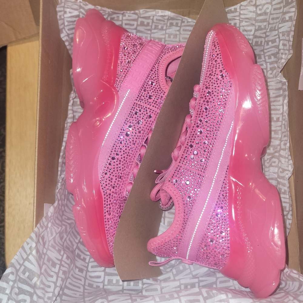 COPY - NIB:  Steve Madden Maxima-R Pink Rhinestones, Sz 9, includes extra Rhine…